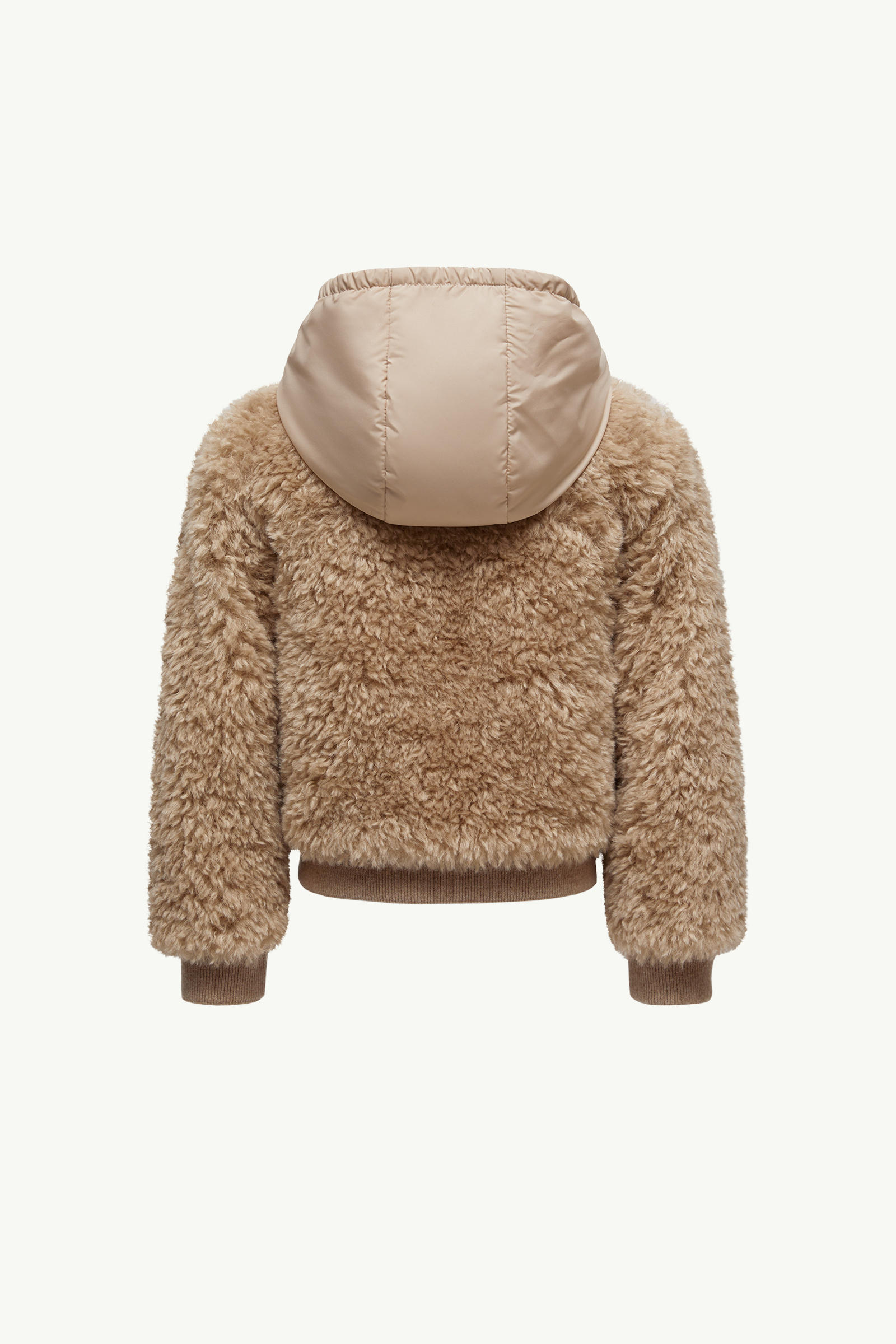 Teddy Zip-Up Hoodie Girl Beige Moncler 3