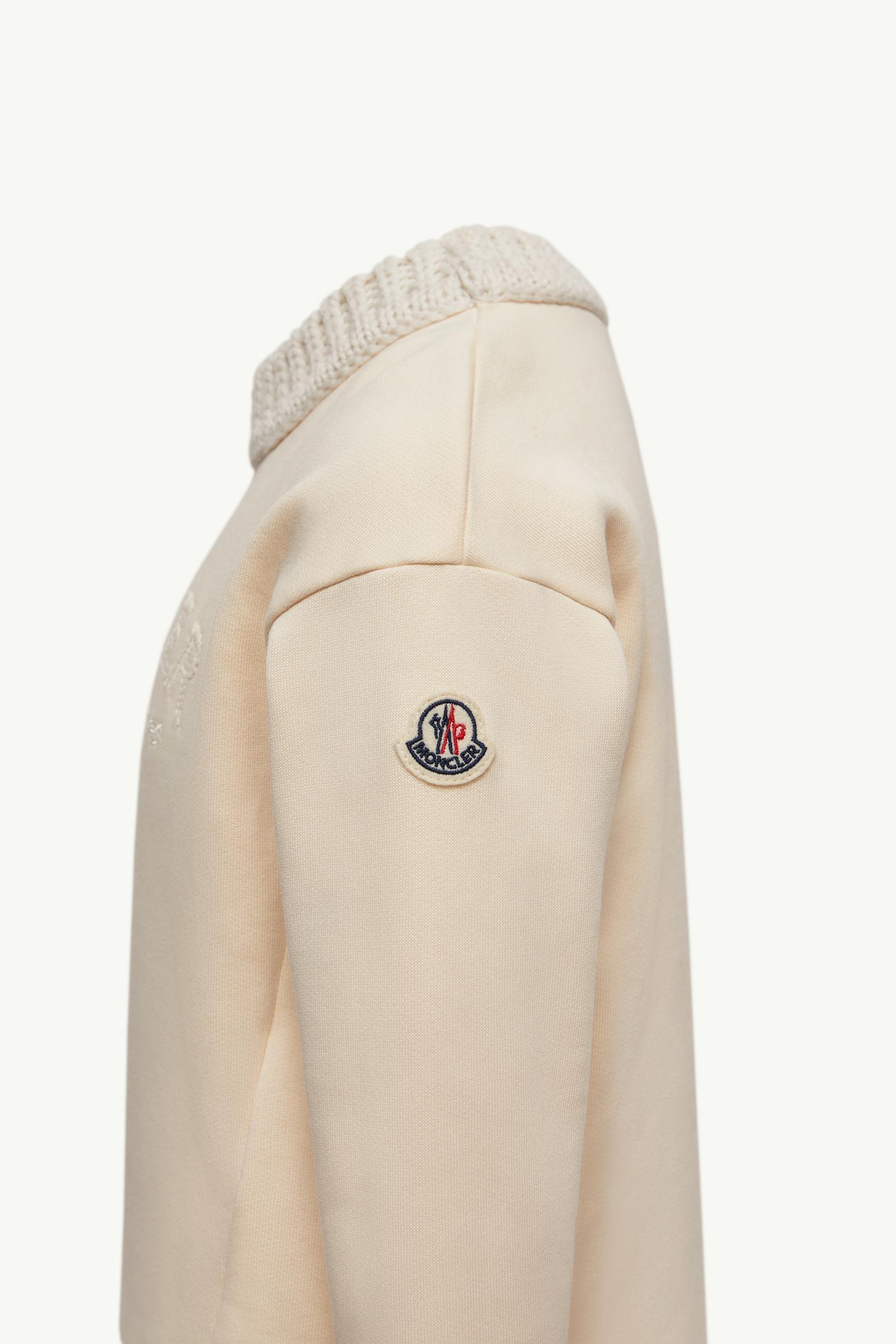 Embroidered Logo Cotton Sweatshirt Girl White Ivory Moncler 1