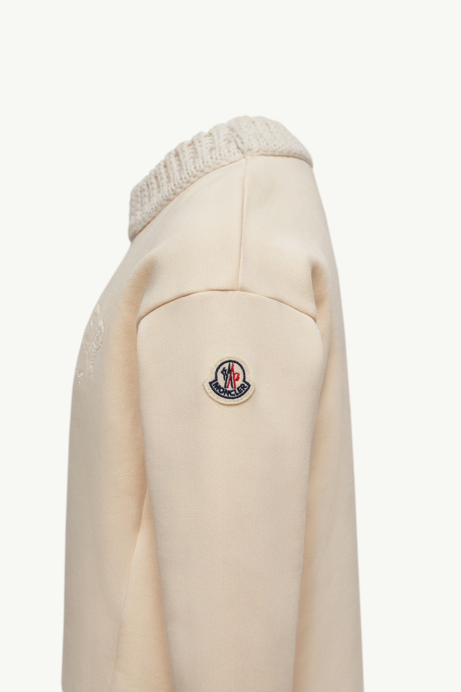 Embroidered Logo Cotton Sweatshirt Girl White Ivory Moncler 1