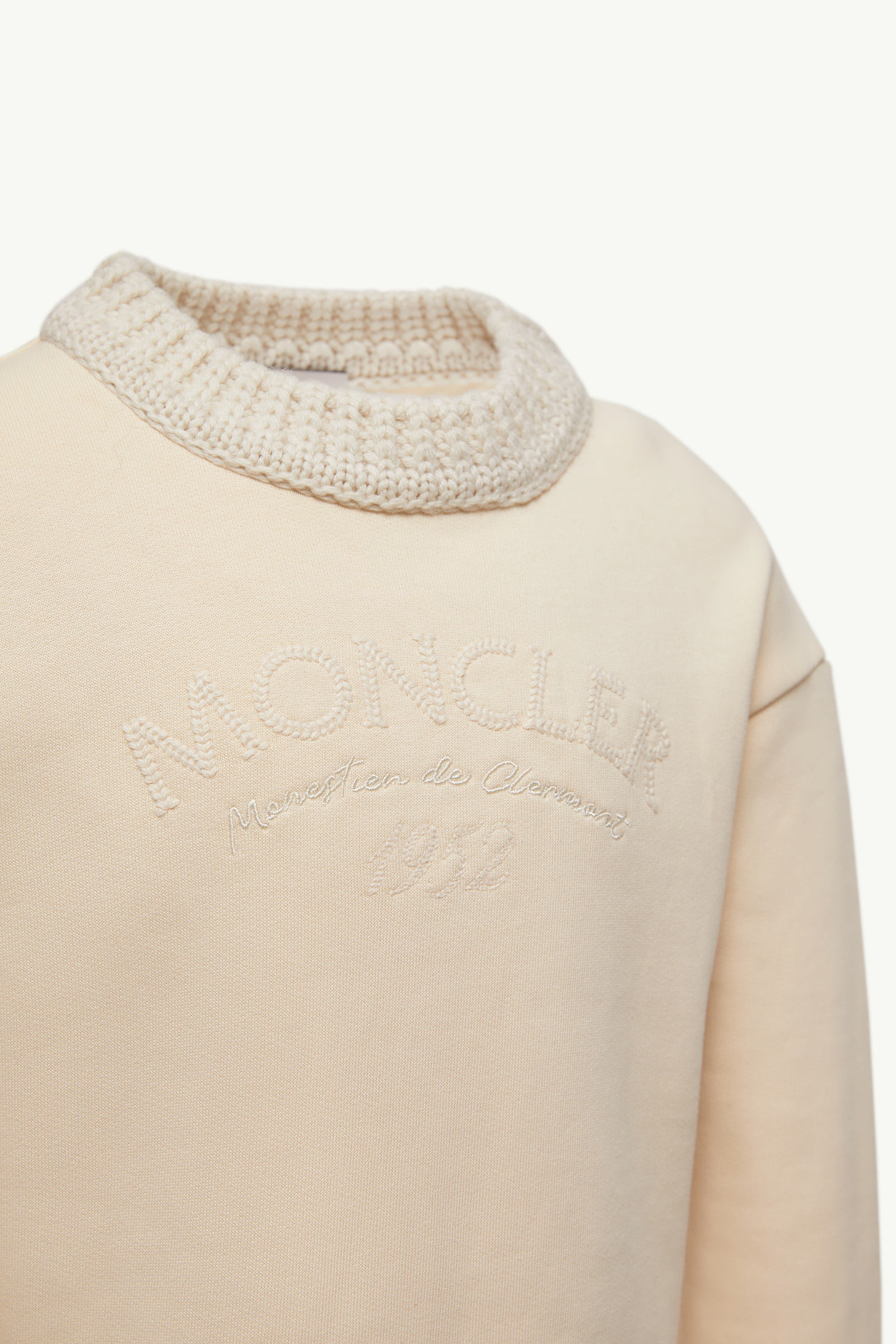 Embroidered Logo Cotton Sweatshirt Girl White Ivory Moncler 3