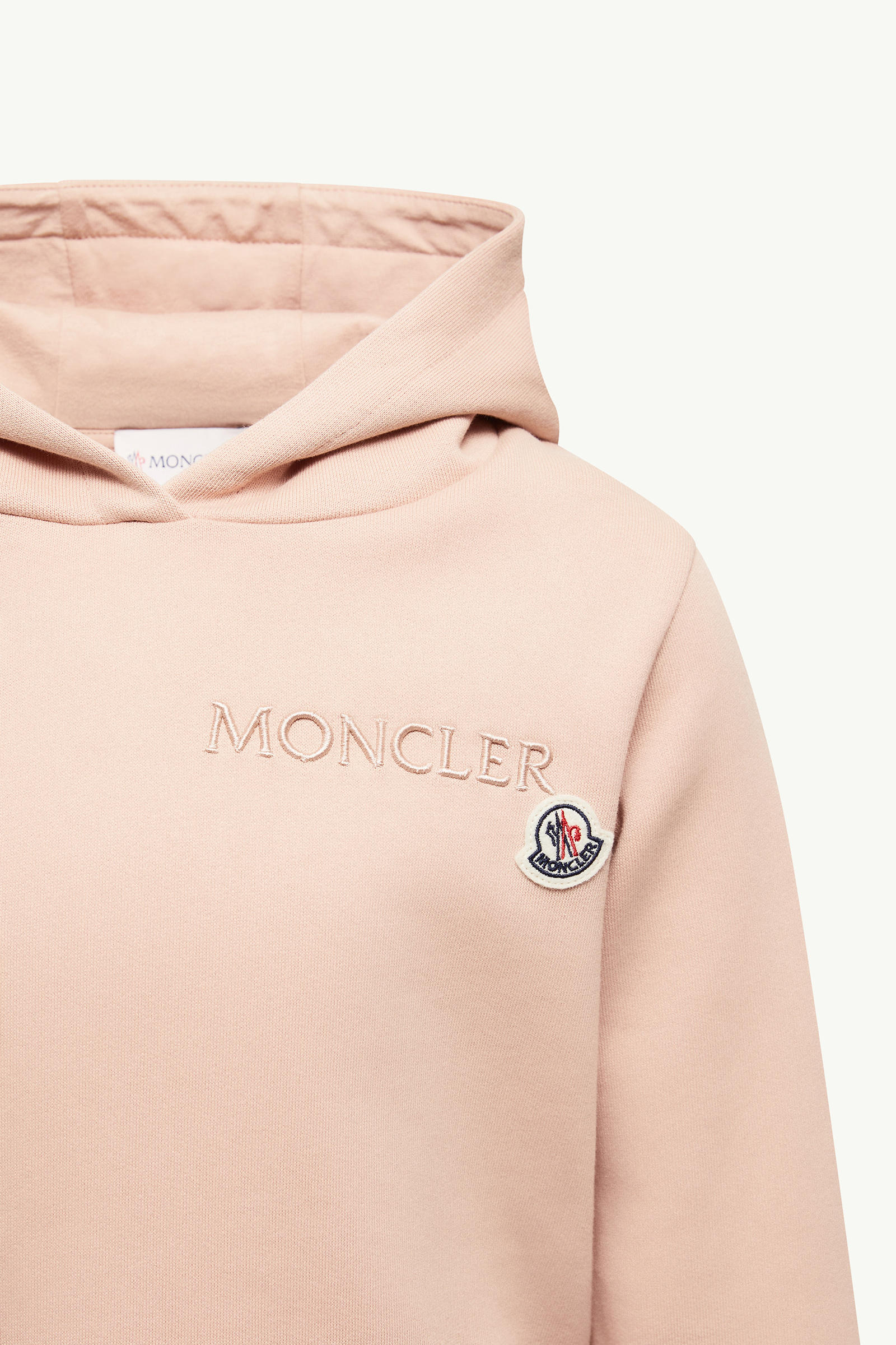 Embroidered Logo Cotton Hoodie Girl Light Pink Moncler 2