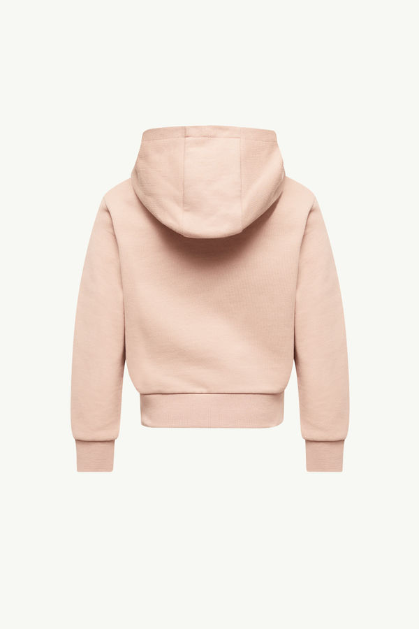 Embroidered Logo Cotton Hoodie Girl Light Pink Moncler 3
