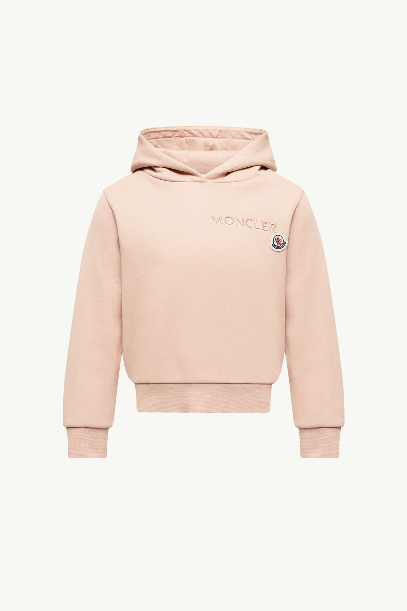 Kapuzenpullover aus Baumwolle mit Logostickerei Mädchen Hellpink Moncler 0