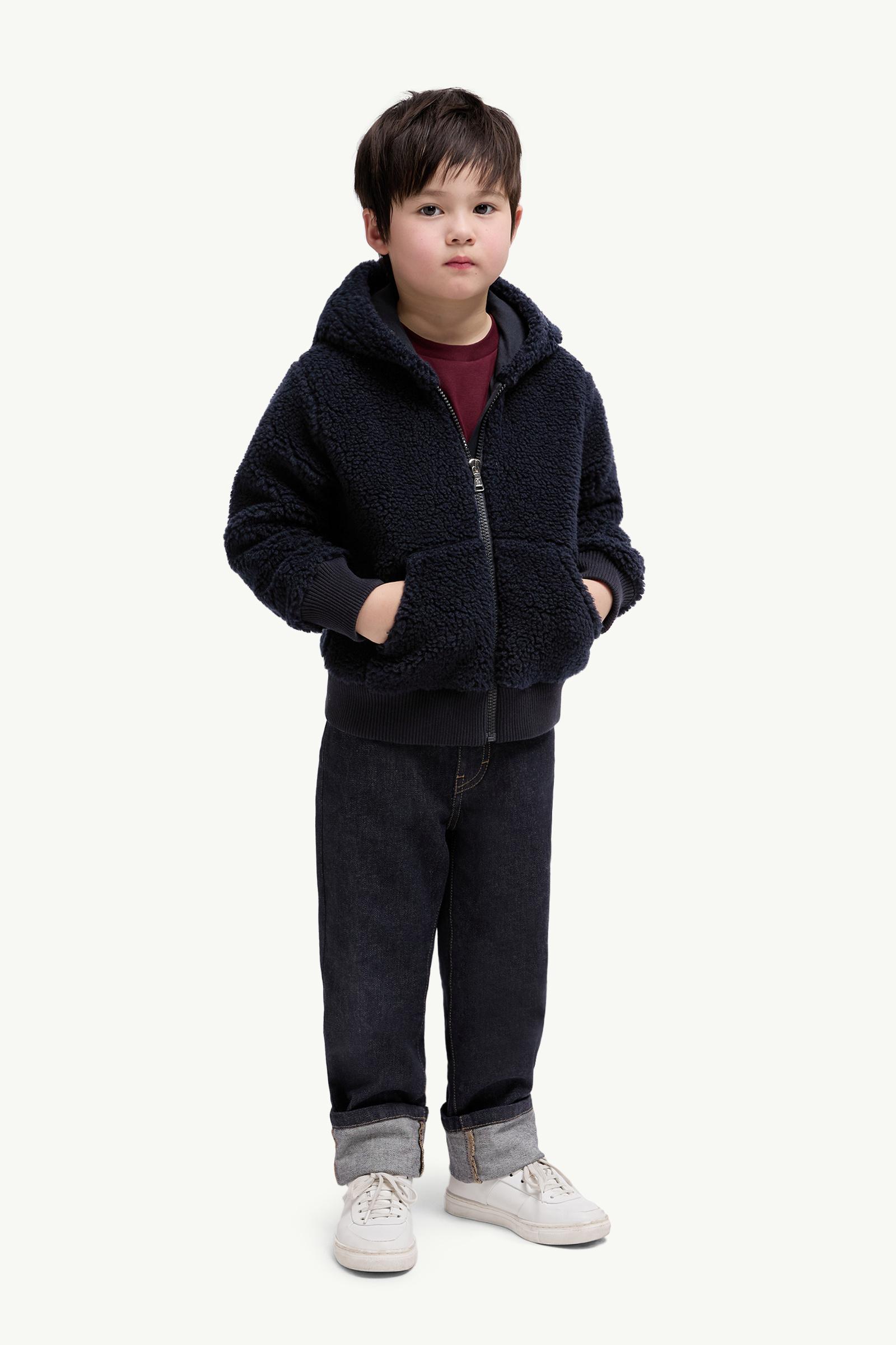 Teddy Zip-Up Hoodie Boy Night Blue Moncler 1