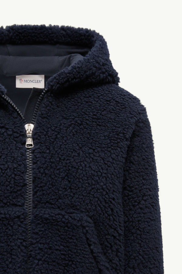 Teddy Zip-Up Hoodie Boy Night Blue Moncler 5