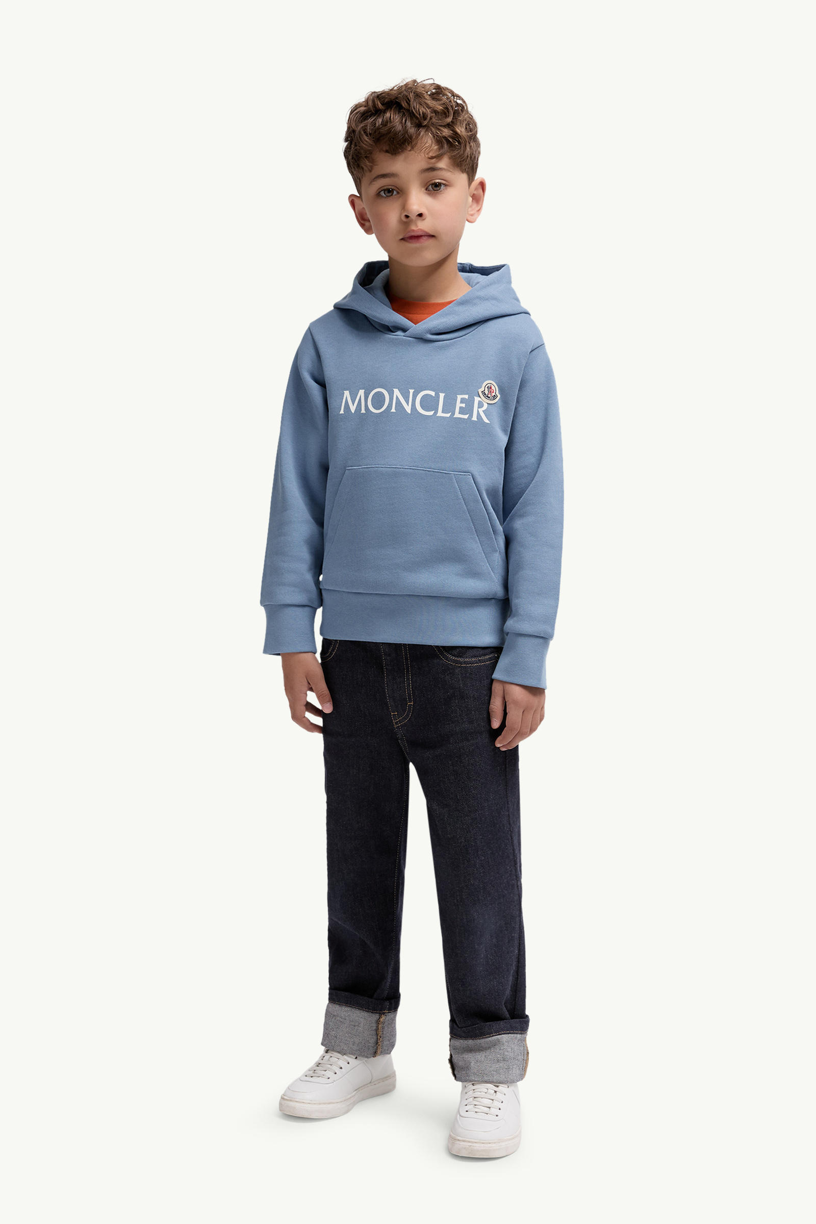 Logo Cotton Hoodie Boy Cobalt Blue Moncler 1