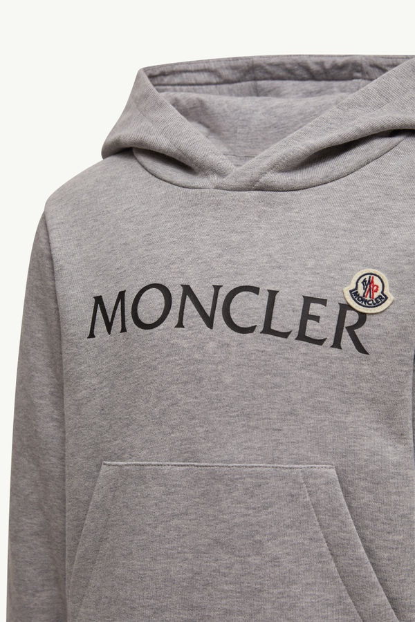 Logo Cotton Hoodie Boy Gray Moncler 1