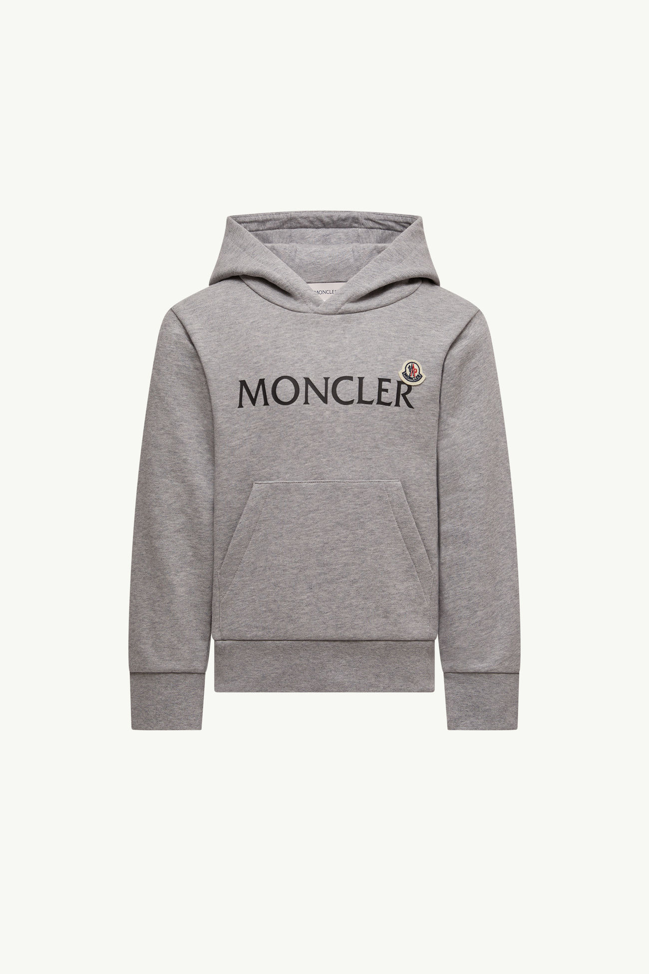 Felpa logata con cappuccio in cotone Bambino Grigio Moncler 0