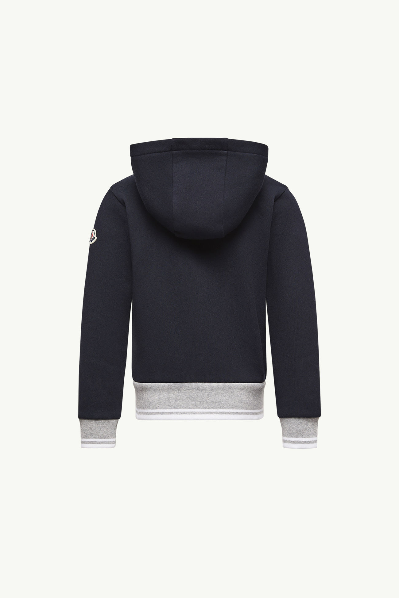 Cárdigan con capucha, cremallera y ribete a rayas de algodón Niño Azul marino Moncler 3