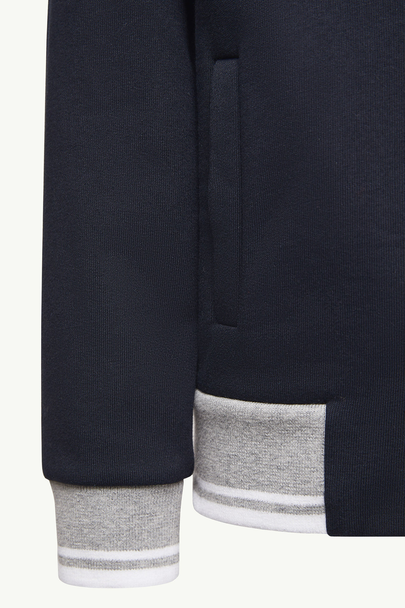 條紋飾邊棉質拉鏈連帽衫 男童 海軍藍色 Moncler 4