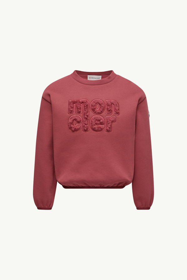 Teddy Logo Cotton Sweatshirt Girl Dusty Pink Moncler 0