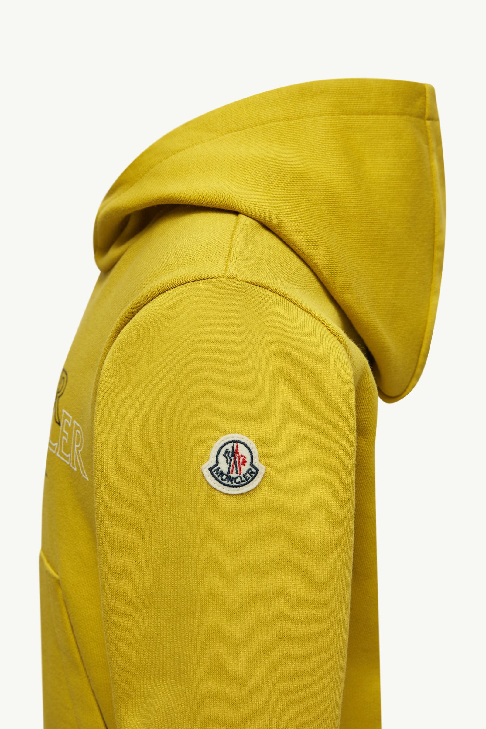 Triple Logo Cotton Hoodie Boy Yellow Moncler 1