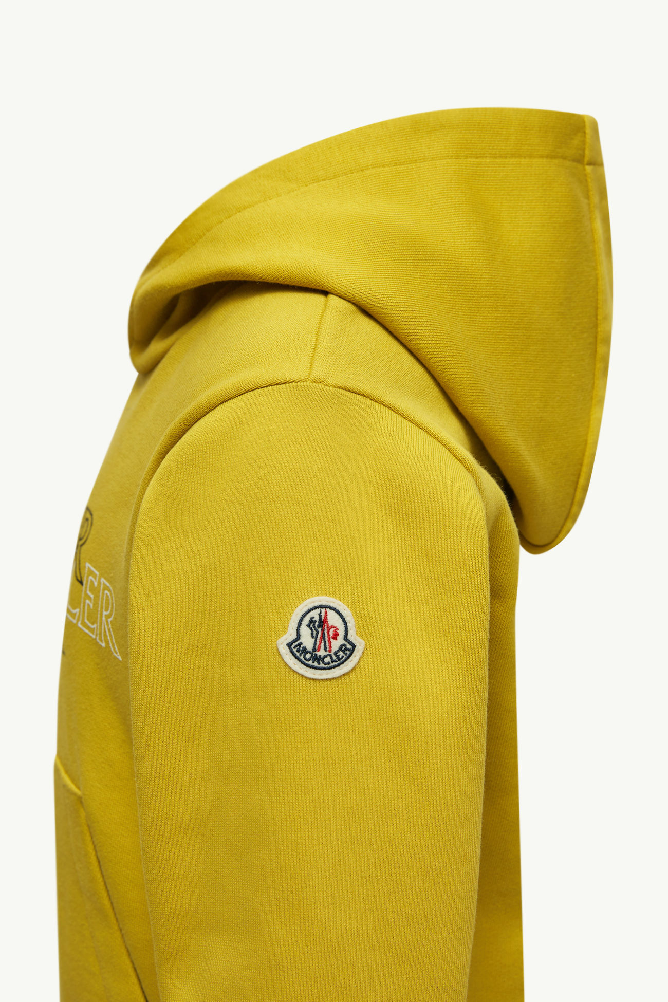 Sweat à capuche en coton à triple logo Garçon Jaune Moncler 1