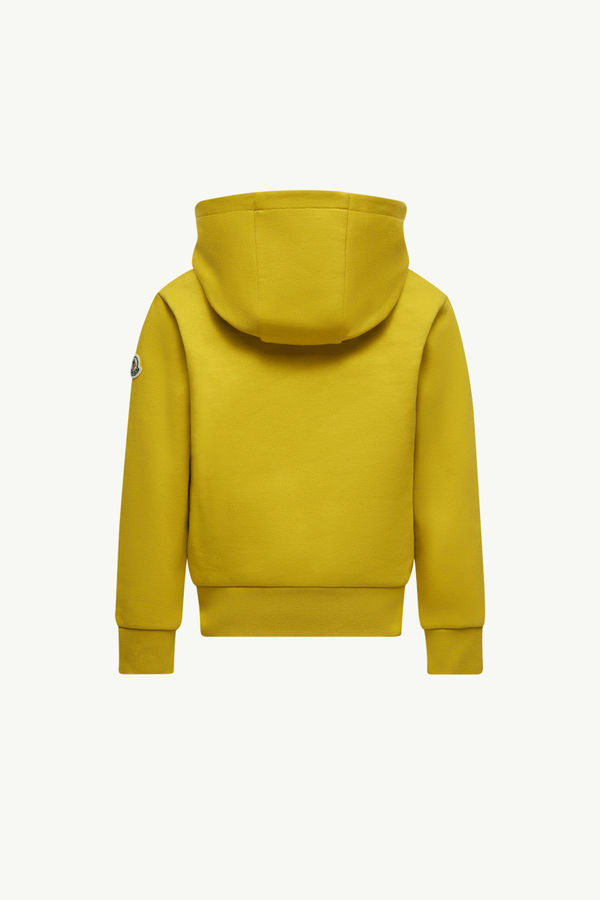 Felpa in cotone con cappuccio e logo triplo Bambino Giallo Moncler 2
