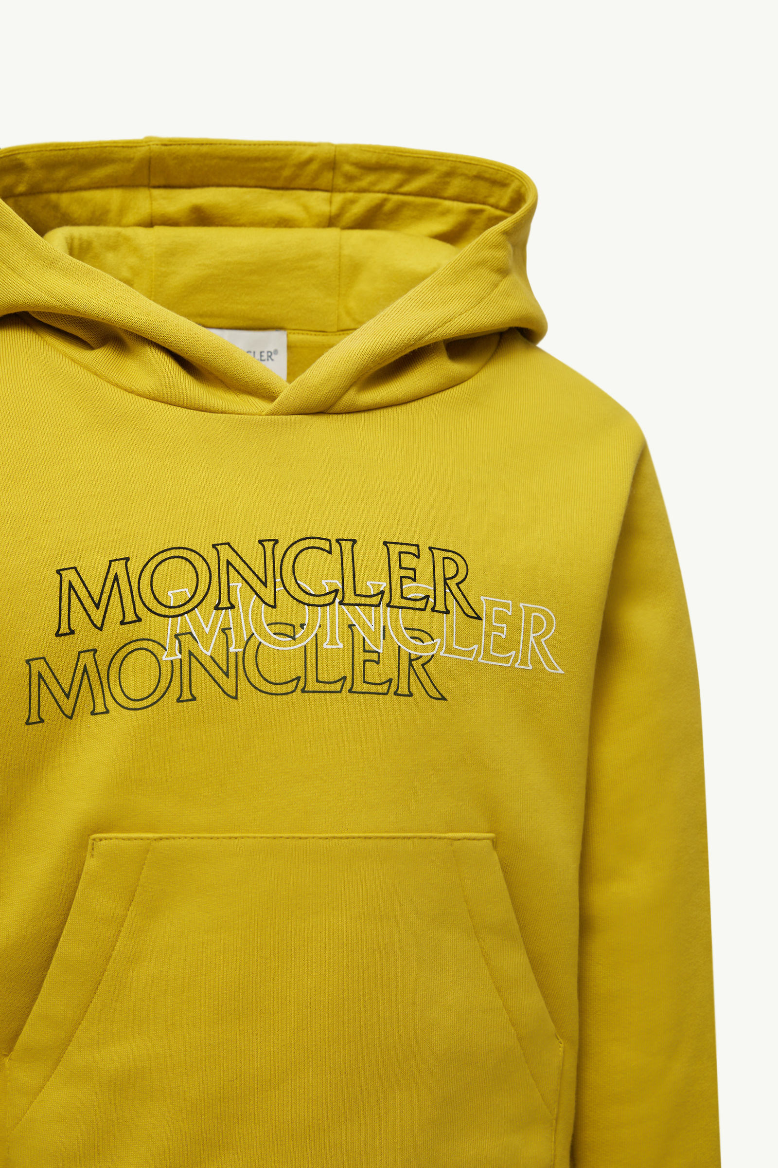 Triple Logo Cotton Hoodie Boy Yellow Moncler 3