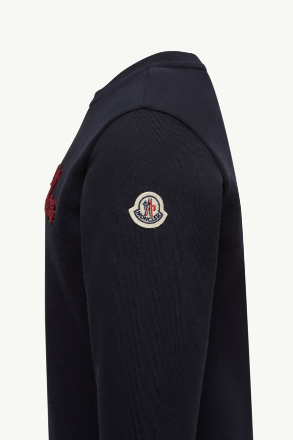 Teddy Logo Cotton Sweatshirt Boy Navy Blue Moncler 1