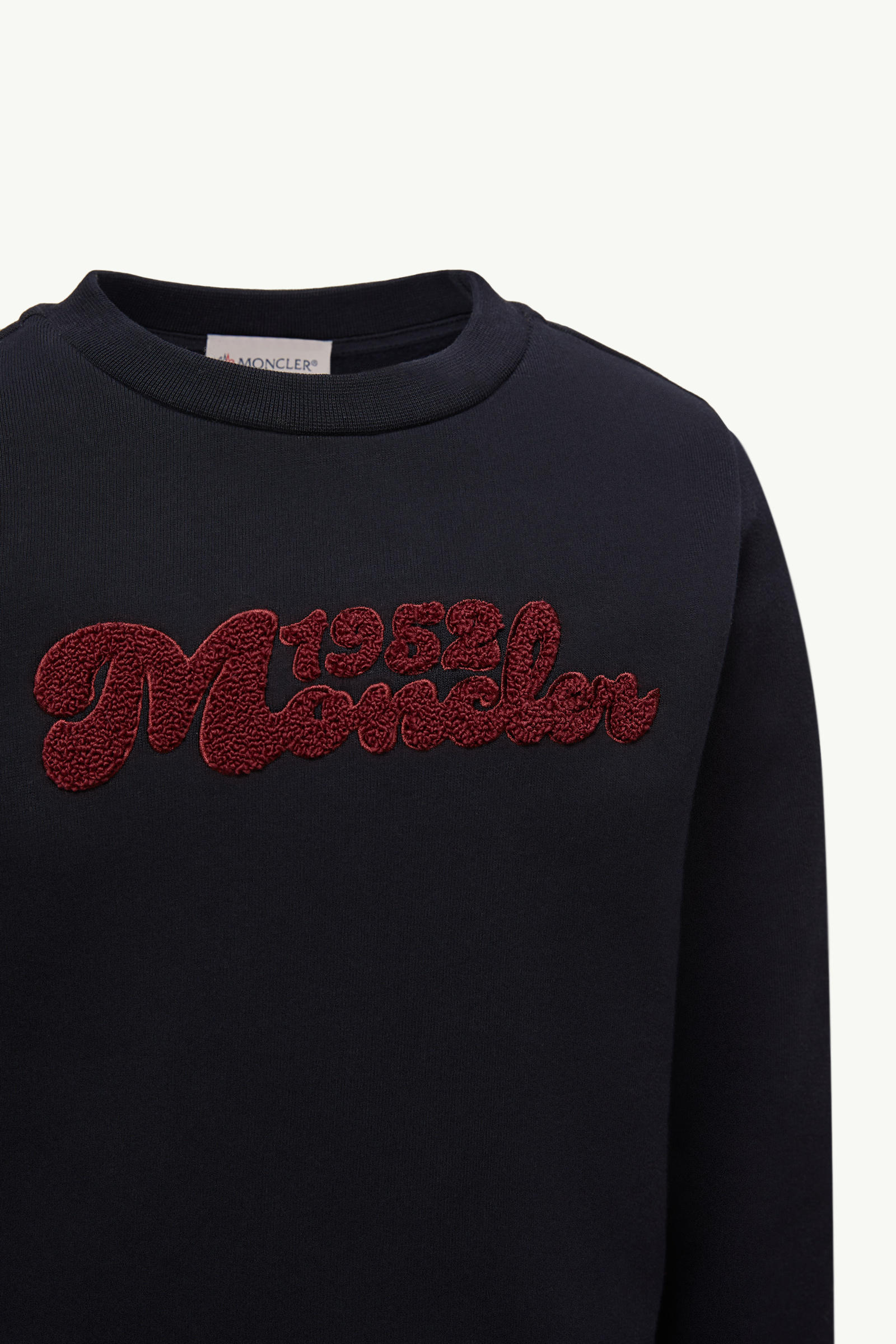Teddy Logo Cotton Sweatshirt Boy Navy Blue Moncler 3