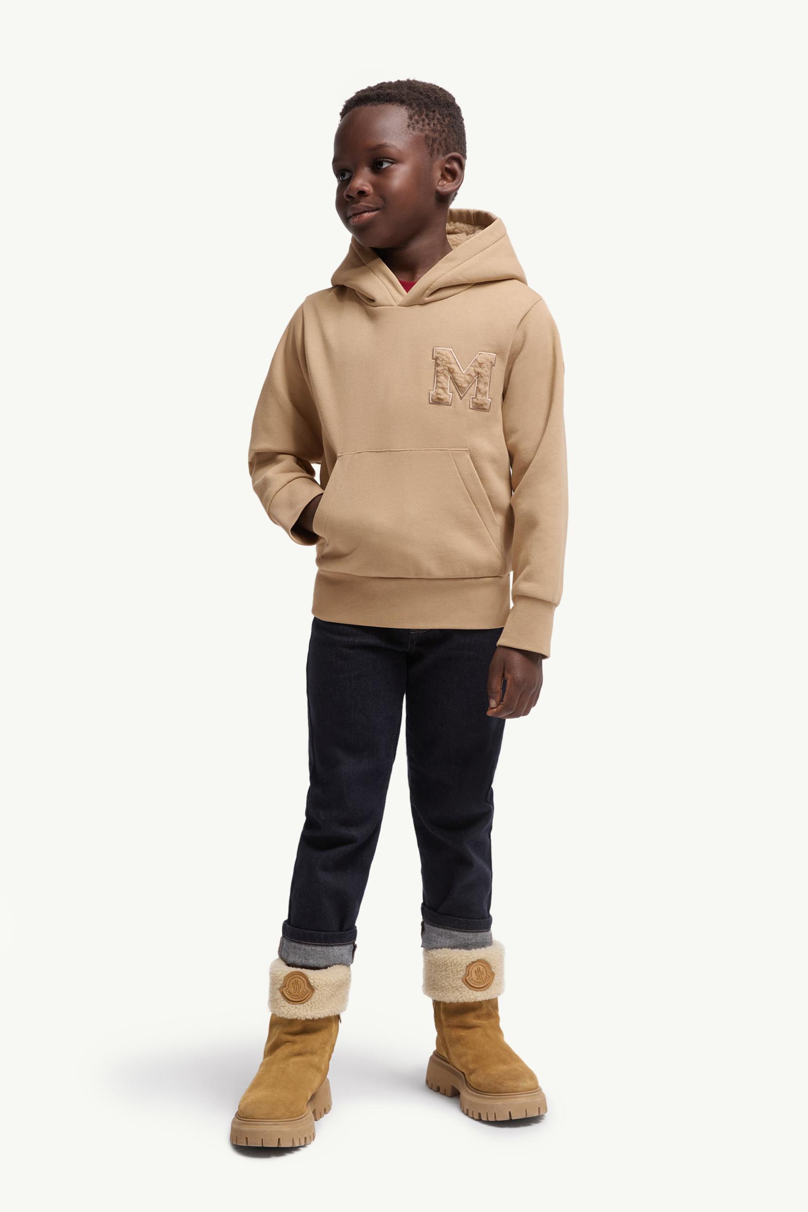 Teddy Logo Cotton Hoodie Boy Beige Moncler 1
