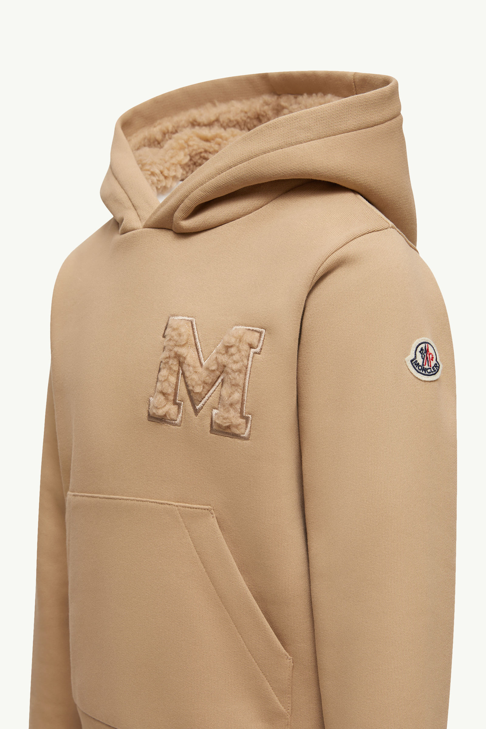 Teddy Logo Cotton Hoodie Boy Beige Moncler 2
