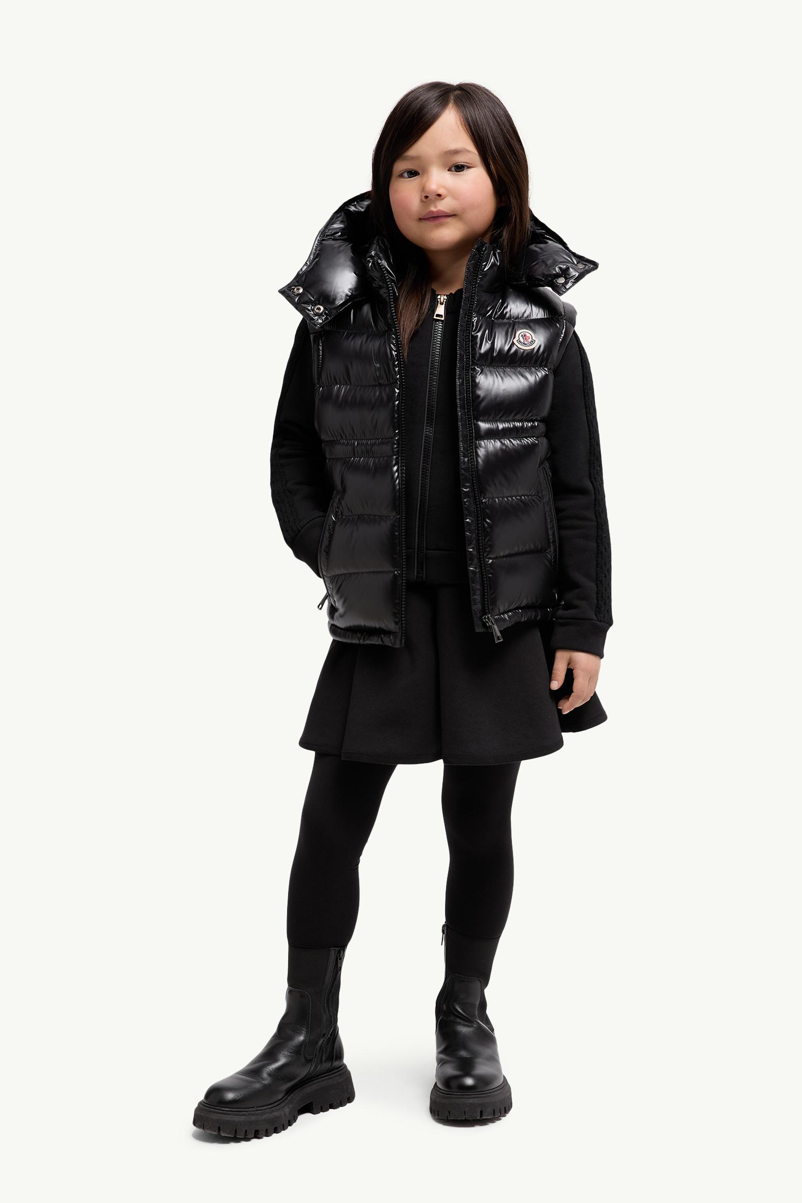 Flared Cotton Mini Skirt Girl Black Moncler 1