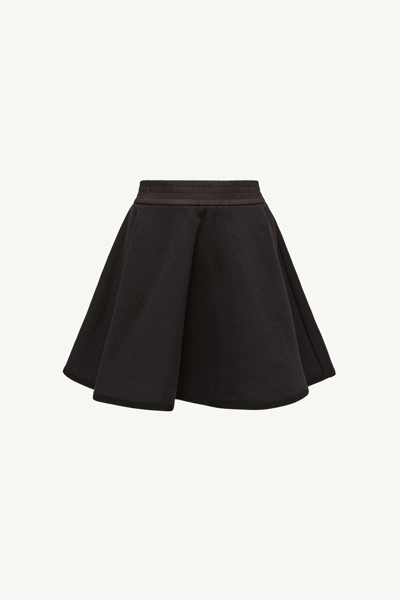 Black Flared Cotton Mini Skirt - Dresses & Skirts for