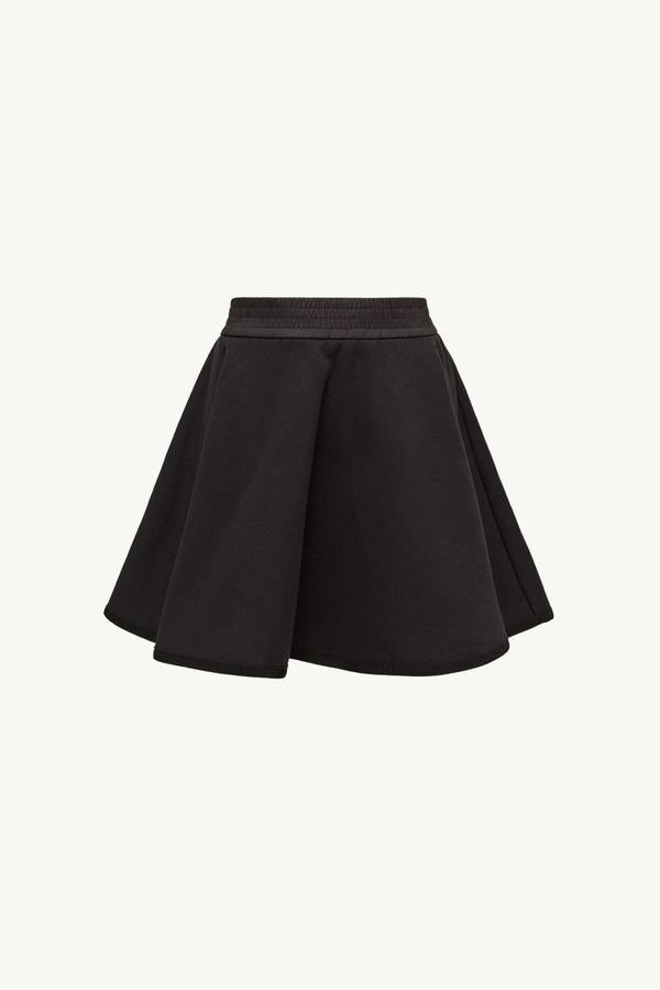 Flared Cotton Mini Skirt Girl Black Moncler 3