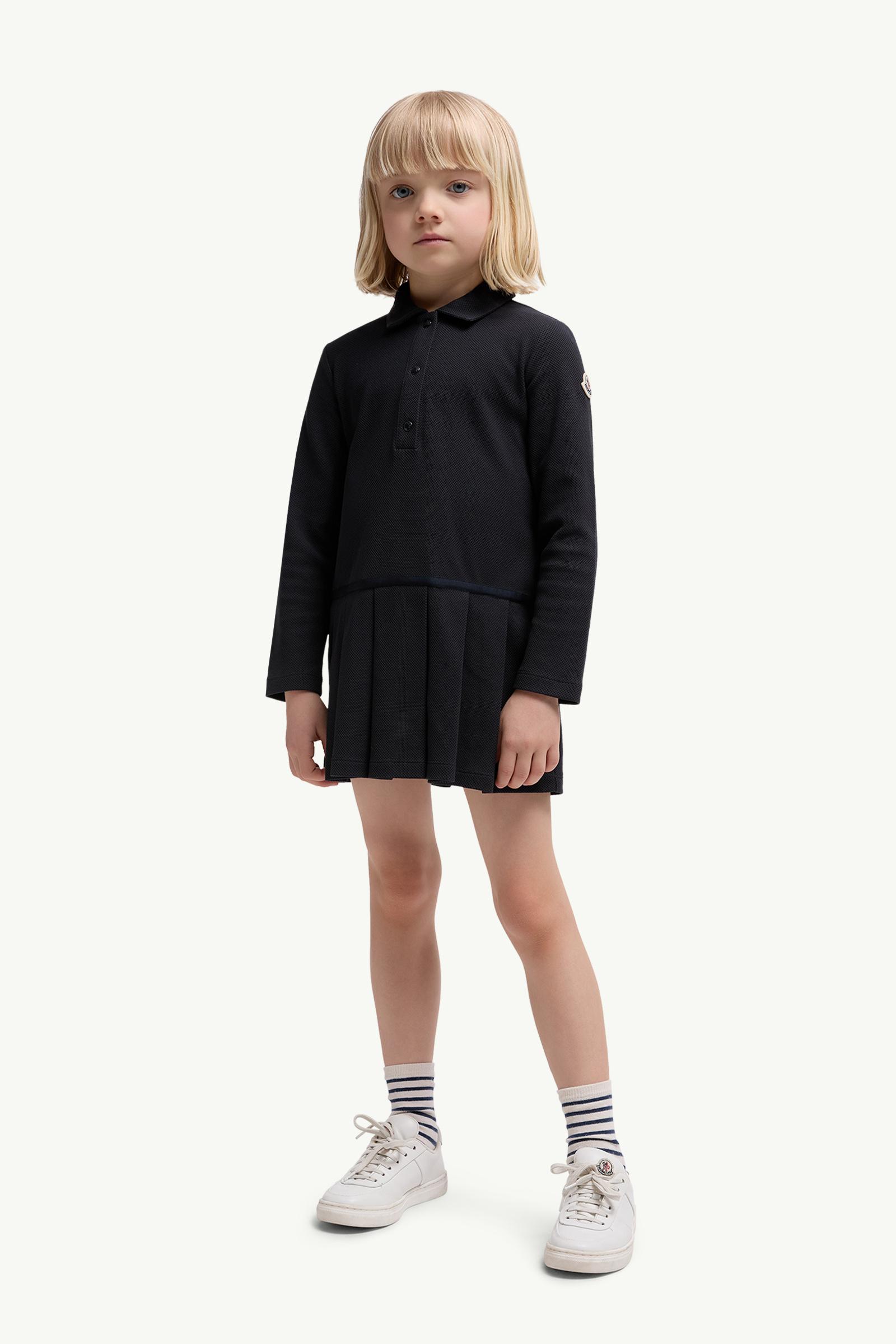 Piquet Polo Shirt Dress Girl Navy Blue Moncler 1