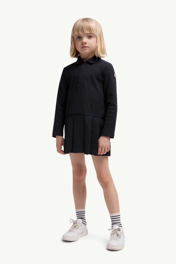Vestido polo de piqué Niña Azul marino Moncler 1