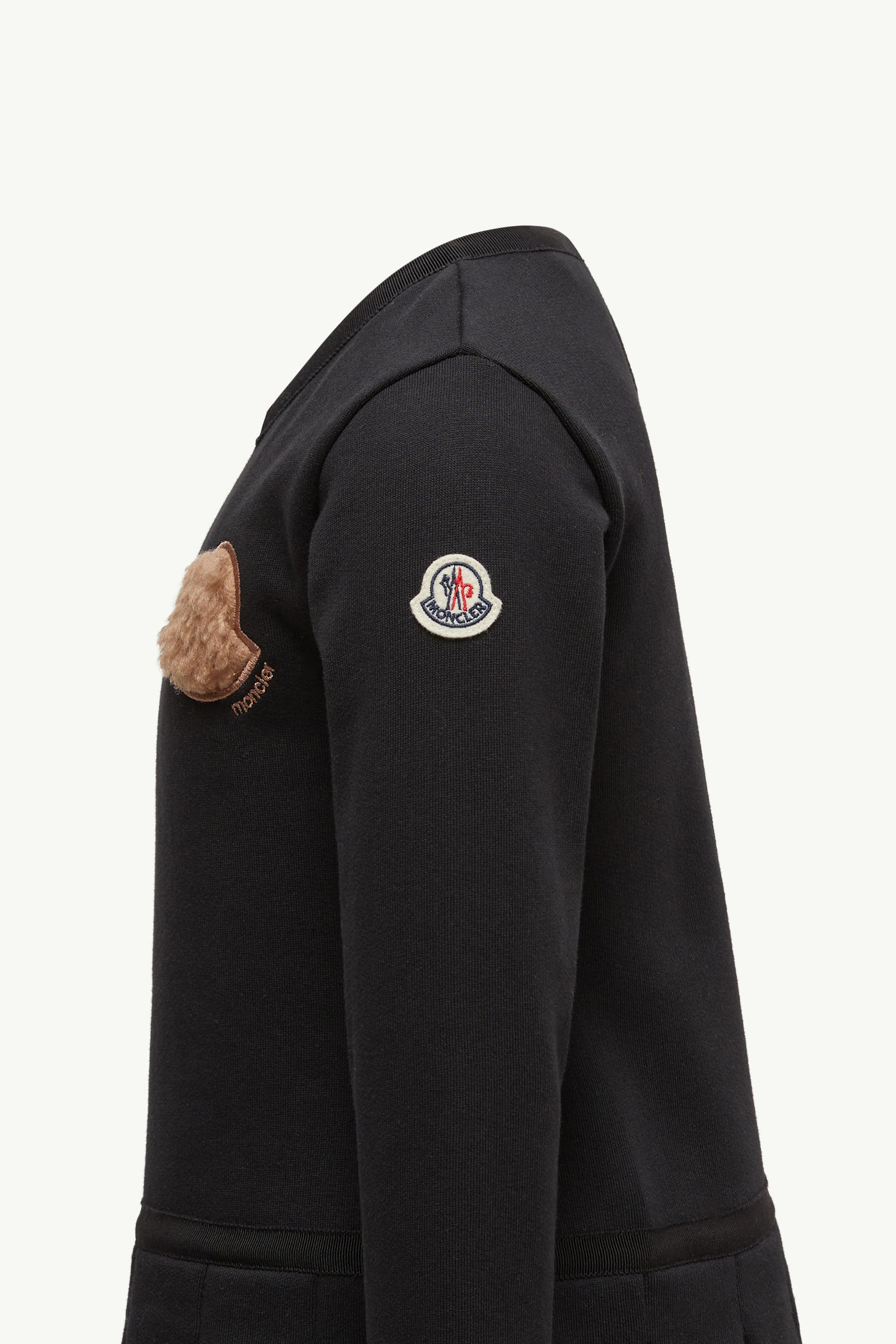 Teddy Logo Pleated Cotton Dress Girl Black Moncler 2