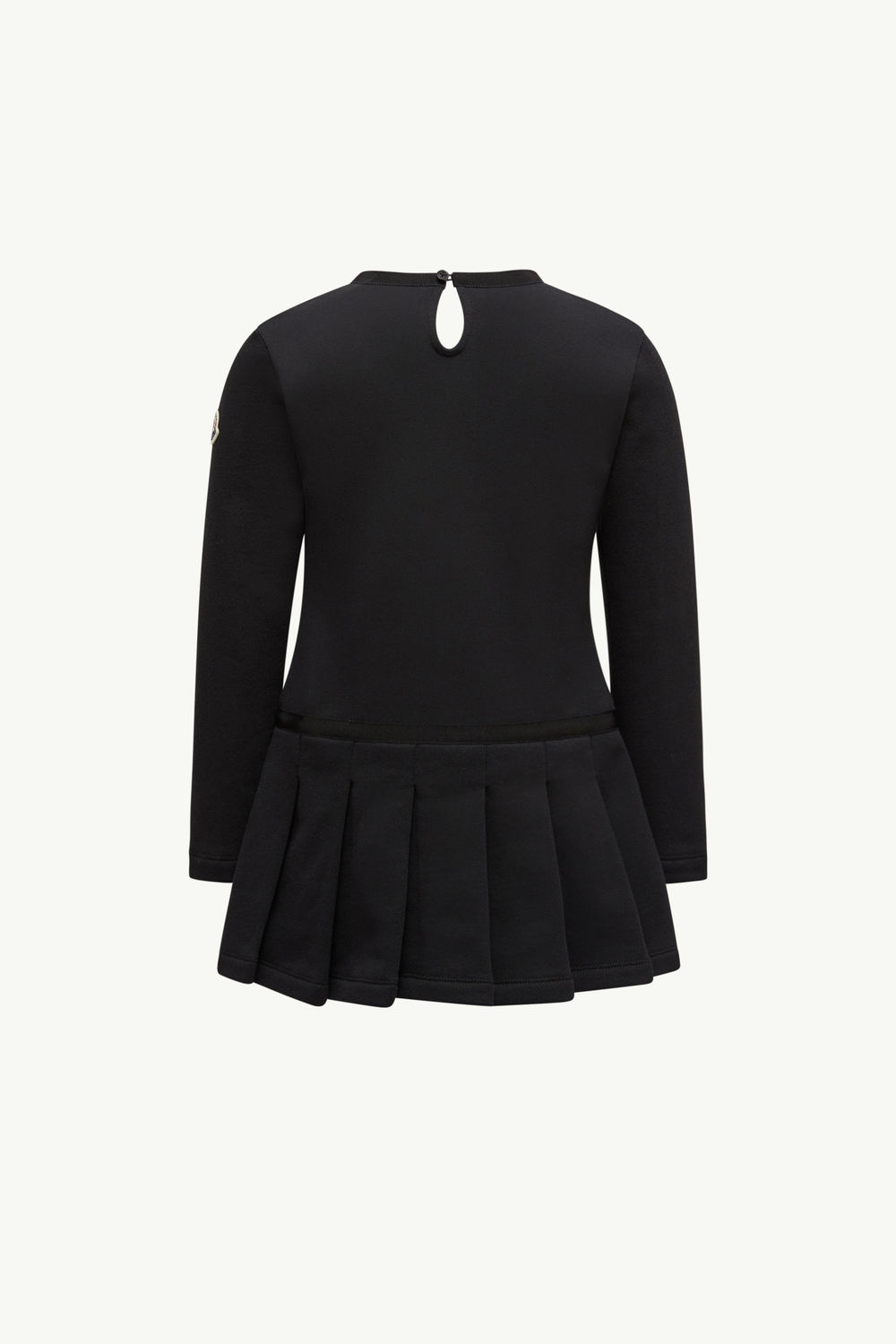 Teddy Logo Pleated Cotton Dress Girl Black Moncler 3
