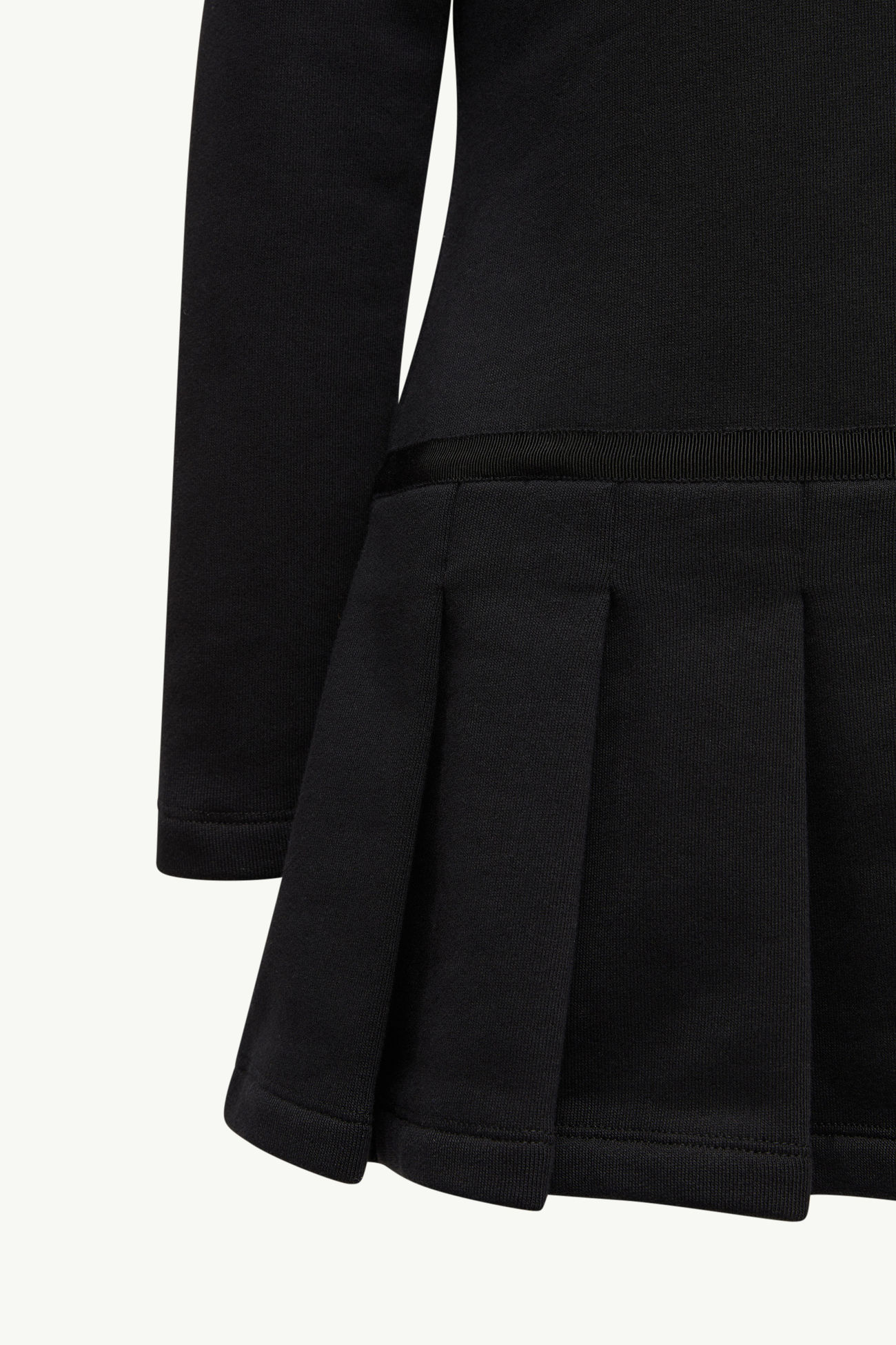 Abito in Cotone Plissettato con Logo Teddy Bambina Nero Moncler 5