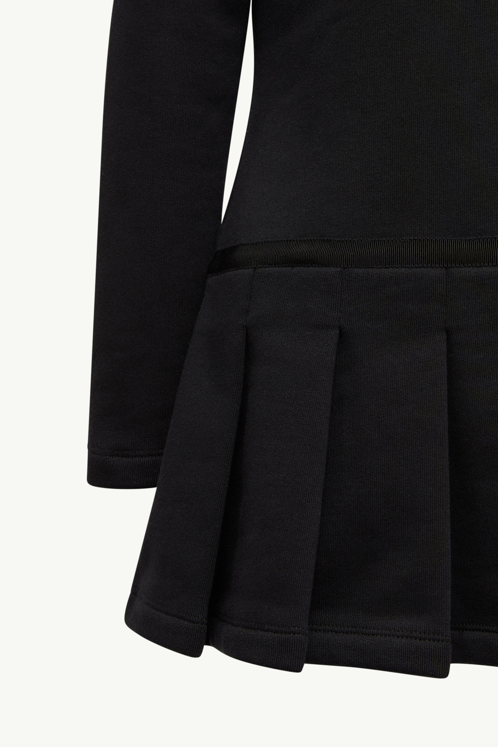 Teddy Logo Pleated Cotton Dress Girl Black Moncler 5