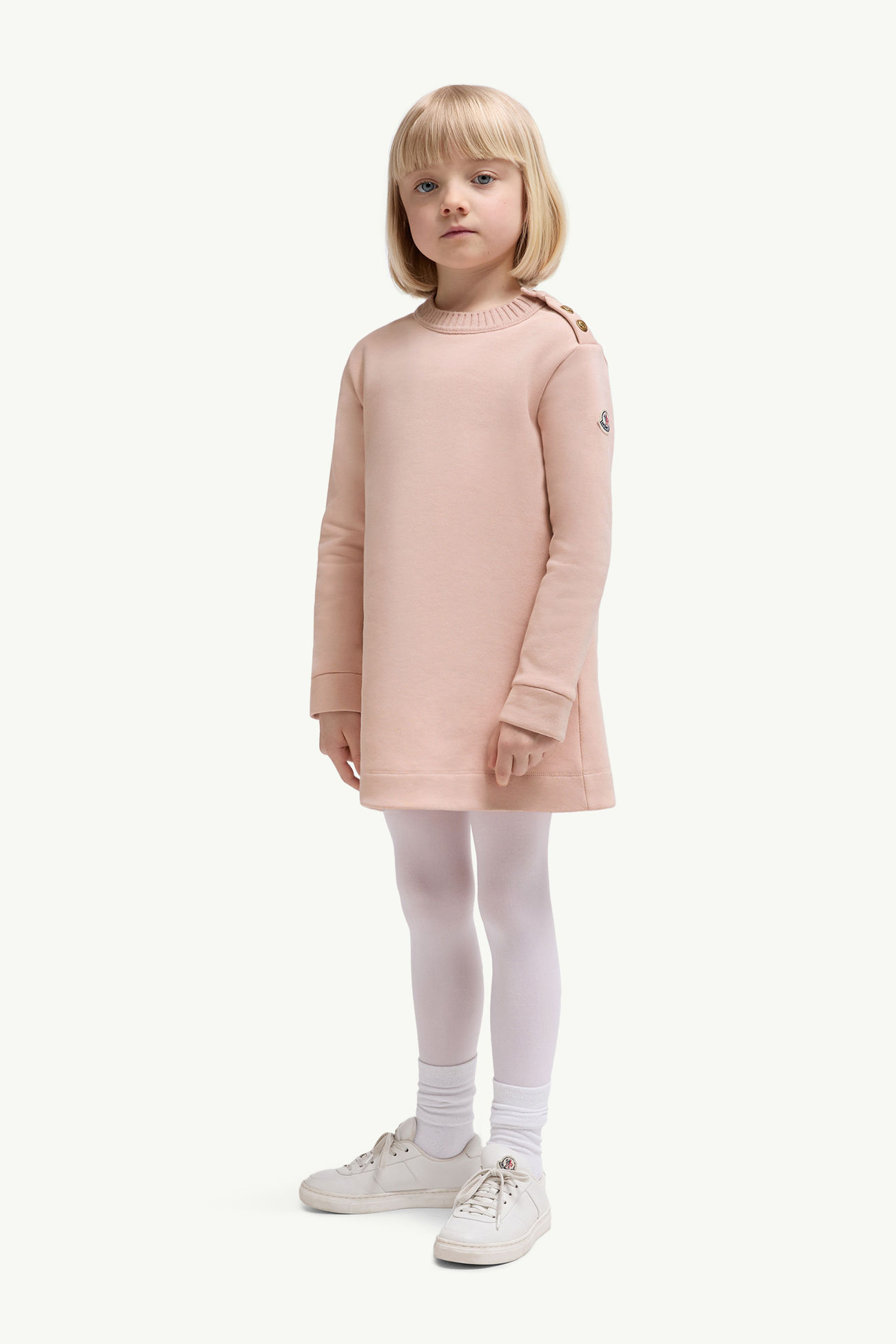 Sweatshirt-Kleid aus Baumwolle Mädchen Hellpink Moncler 1