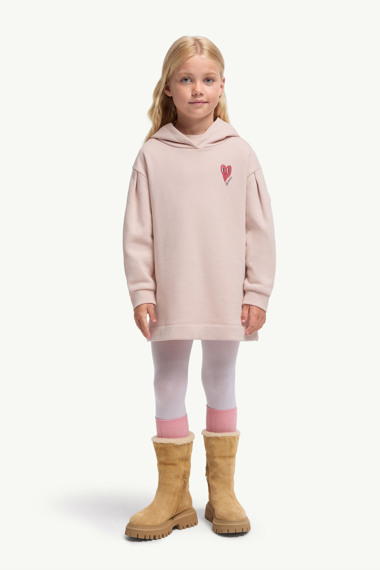 Kapuzenpullover aus Baumwolle mit Herzmotiv Mädchen Hellpink Moncler 1