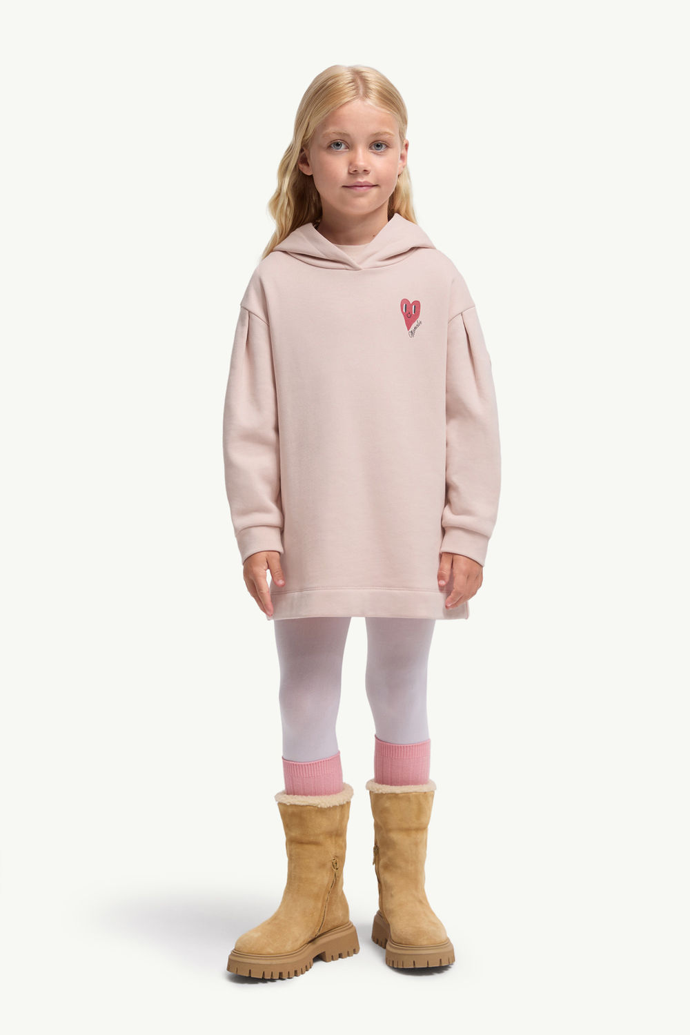 心形圖案棉質連帽衫 女童 淺粉紅色 Moncler 1