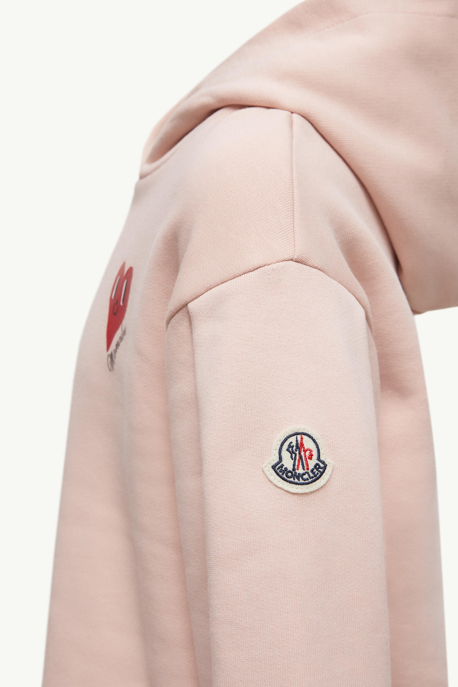 Felpa con Cappuccio in Cotone con Motivo Cuore Bambina Rosa Chiaro Moncler 2
