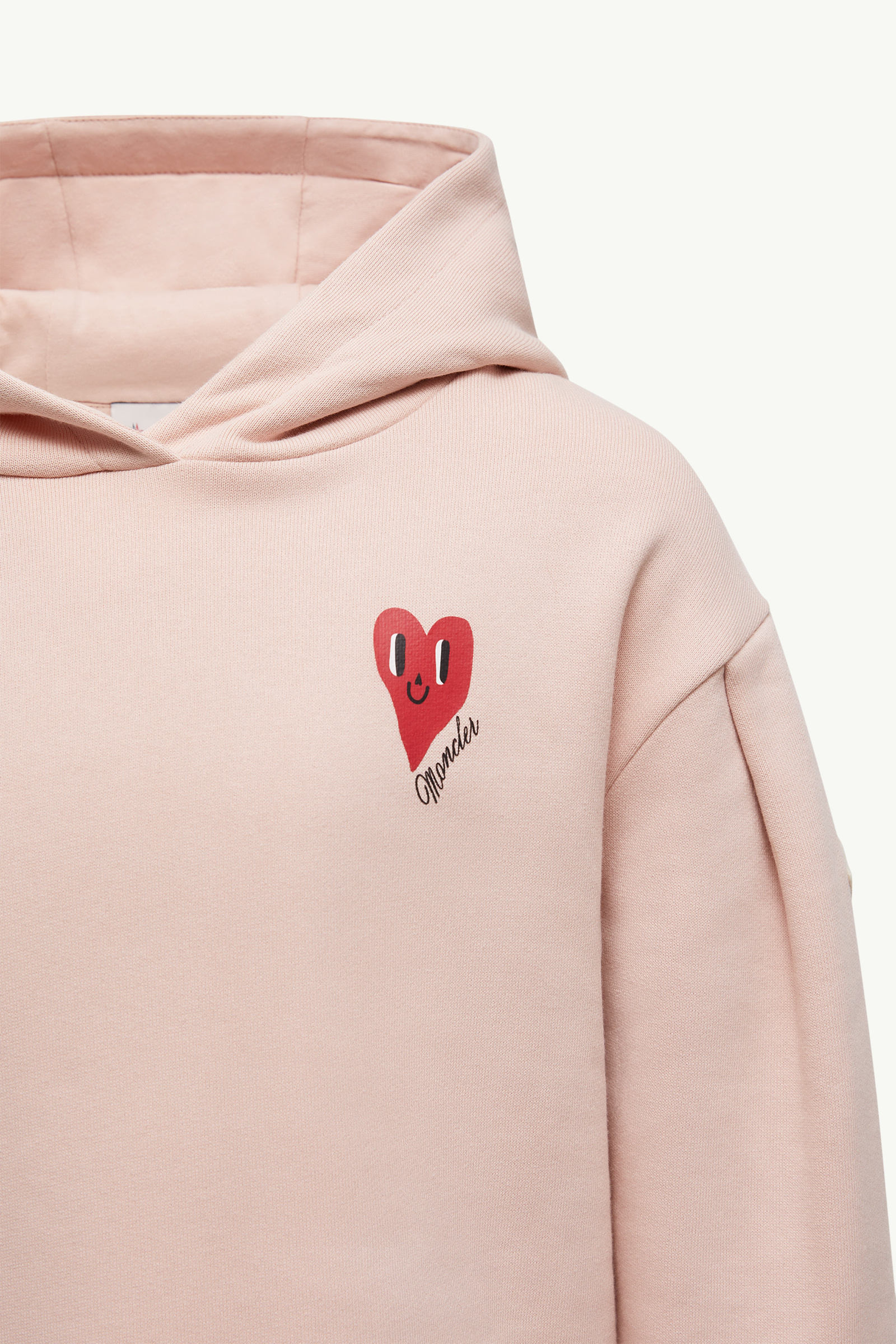 Felpa con Cappuccio in Cotone con Motivo Cuore Bambina Rosa Chiaro Moncler 4