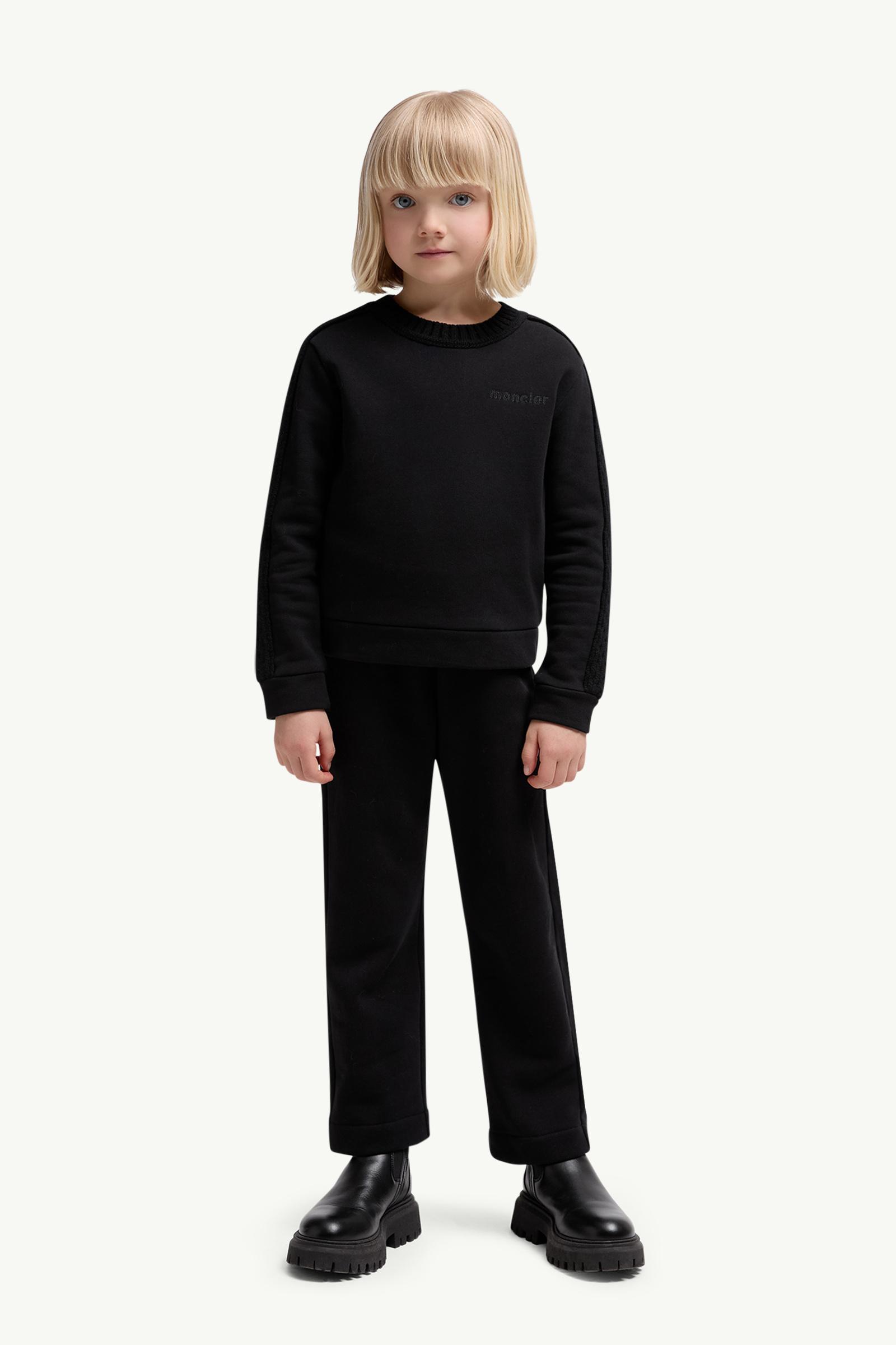 Wool-Trimmed Cotton Tracksuit Set Girl Black Moncler 1