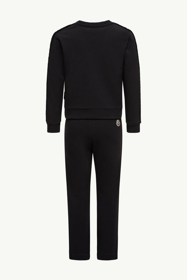 Ensemble de survêtement en coton à bords en laine Fille Noir Moncler 3