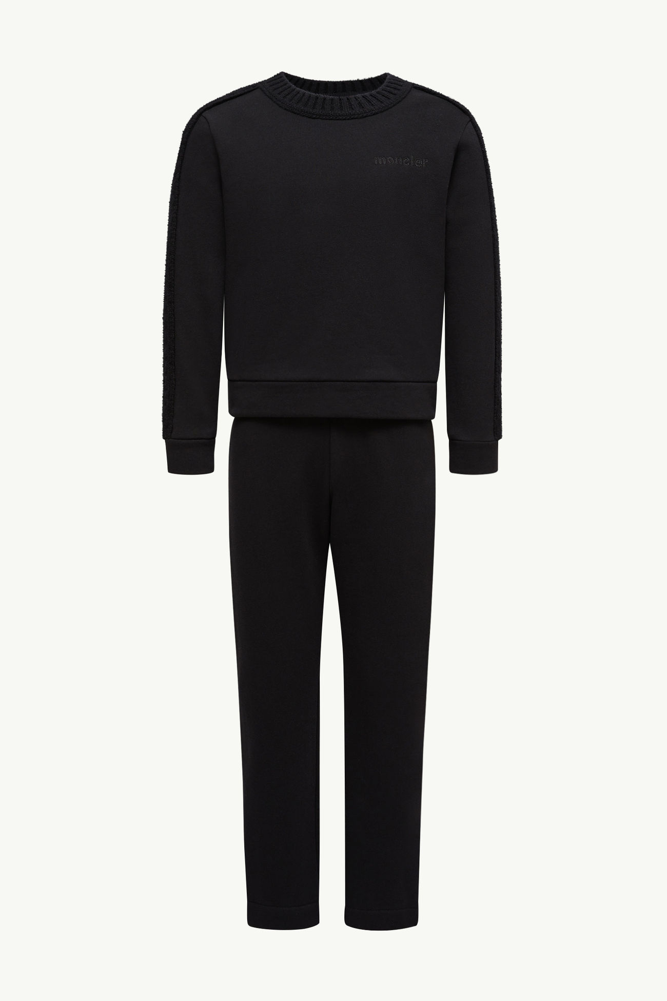 Conjunto de chándal de algodón con ribete de lana Niña Negro Moncler 0