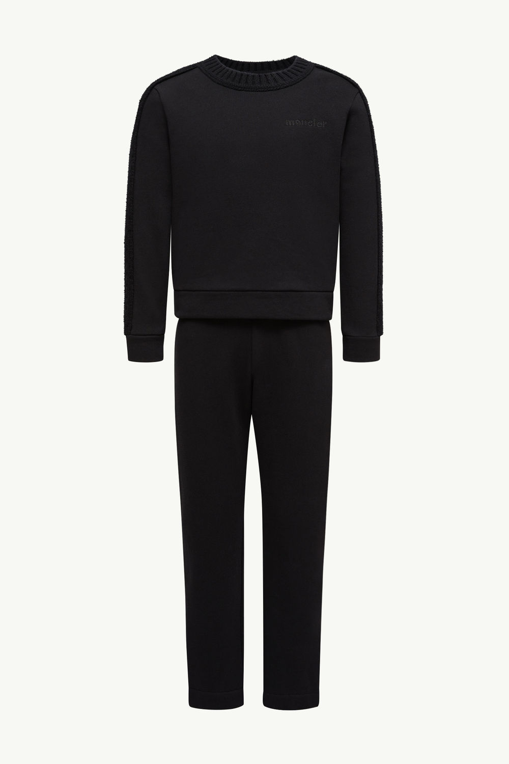Wool-Trimmed Cotton Tracksuit Set Girl Black Moncler 0