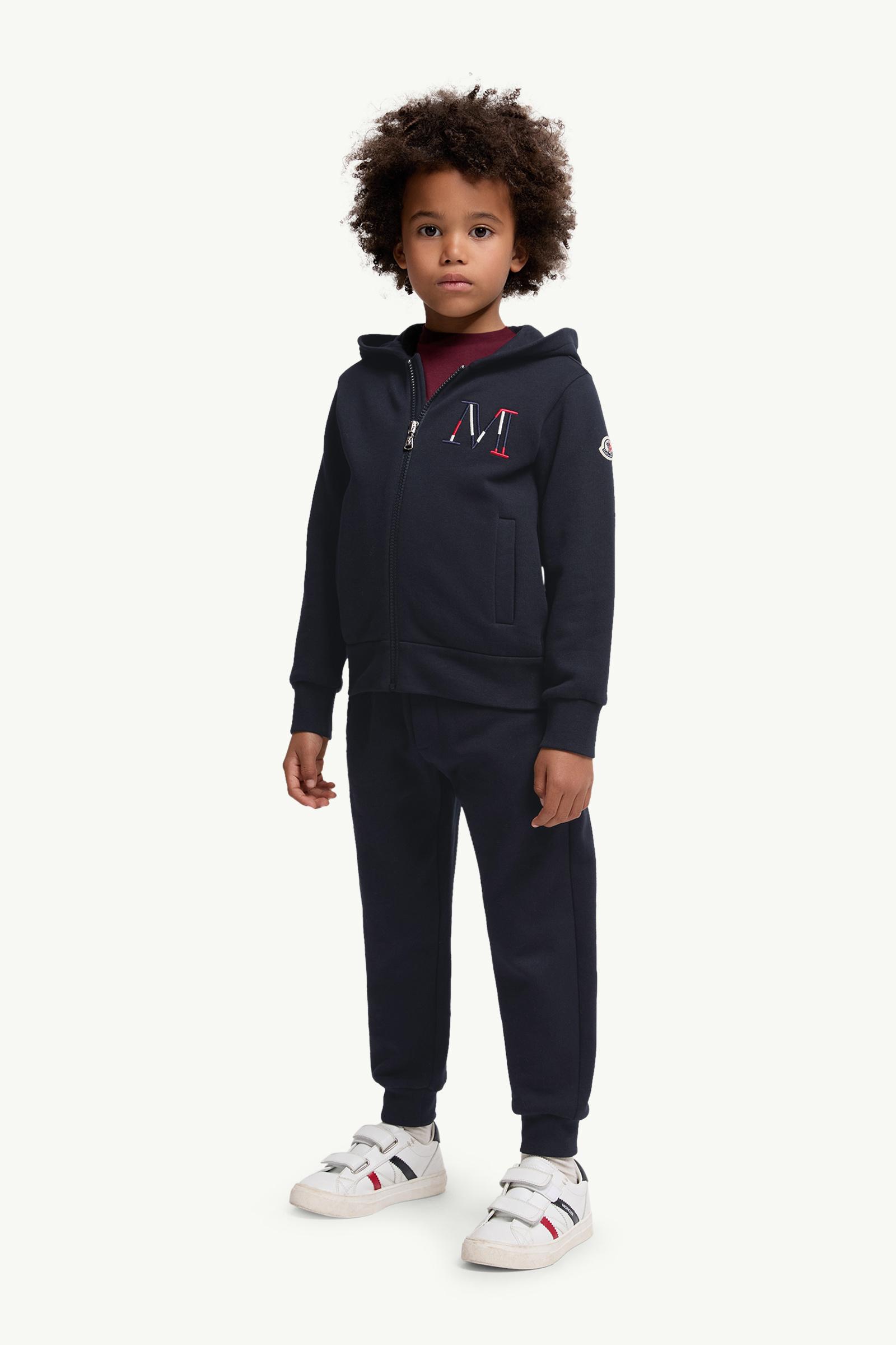Embroidered Logo Cotton Tracksuit Set Boy Navy Blue Moncler 1