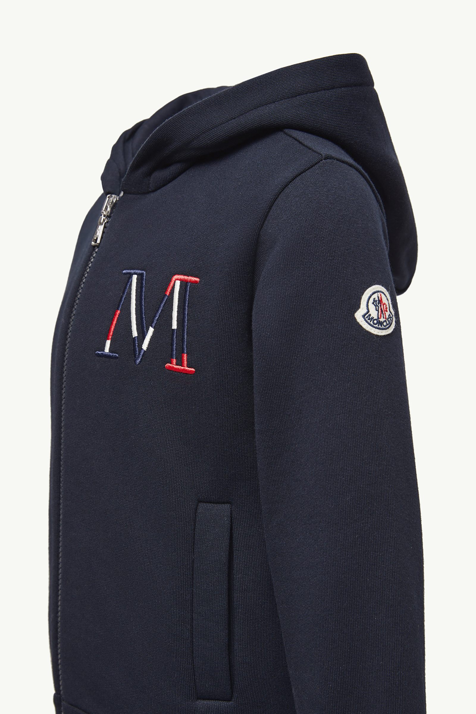 Navy Blue Embroidered Logo Cotton Sweatsuit Set - Pants