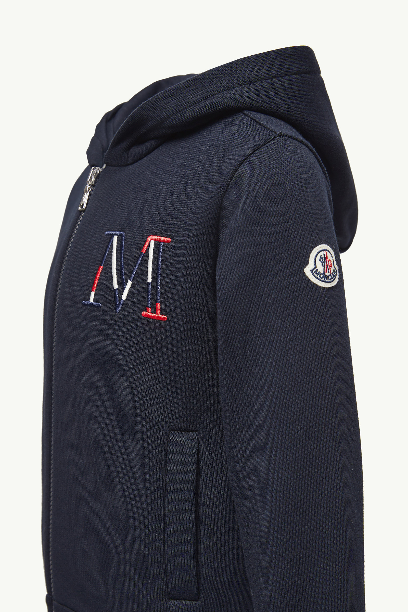 Embroidered Logo Cotton Tracksuit Set Boy Navy Blue Moncler 2