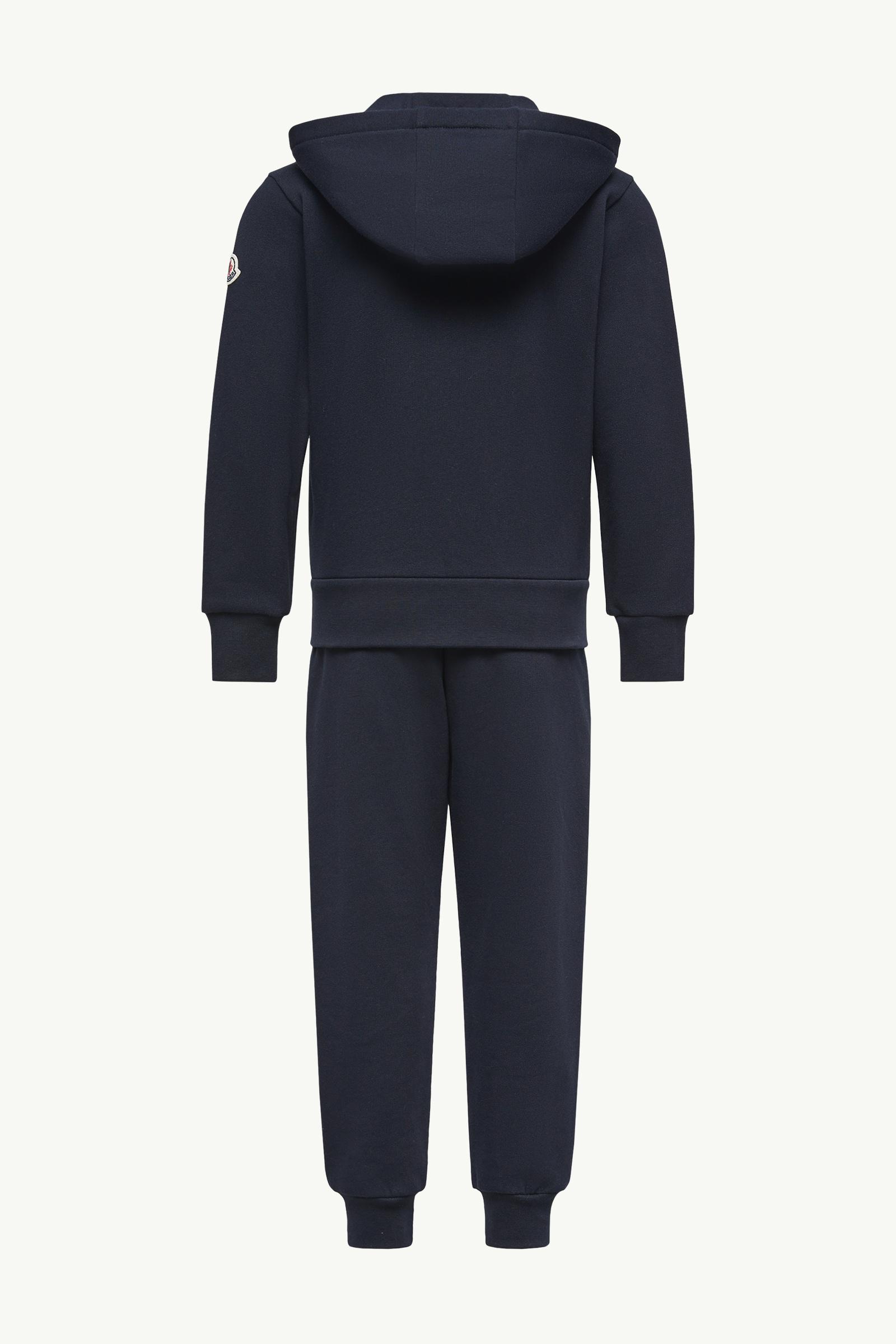 Navy Blue Embroidered Logo Cotton Sweatsuit Set - Pants