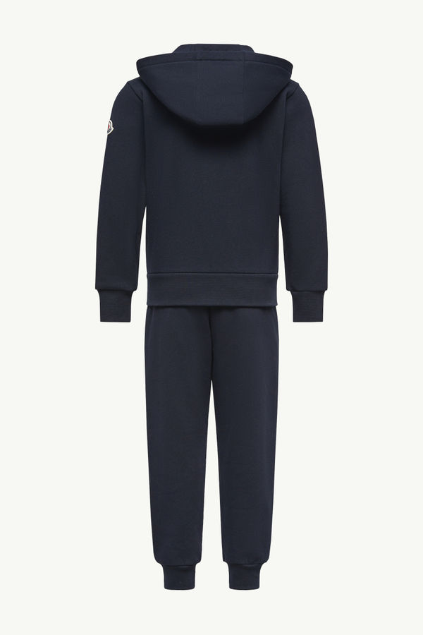 Set di tuta con logo ricamato in cotone Bambino Blu Navy Moncler 3