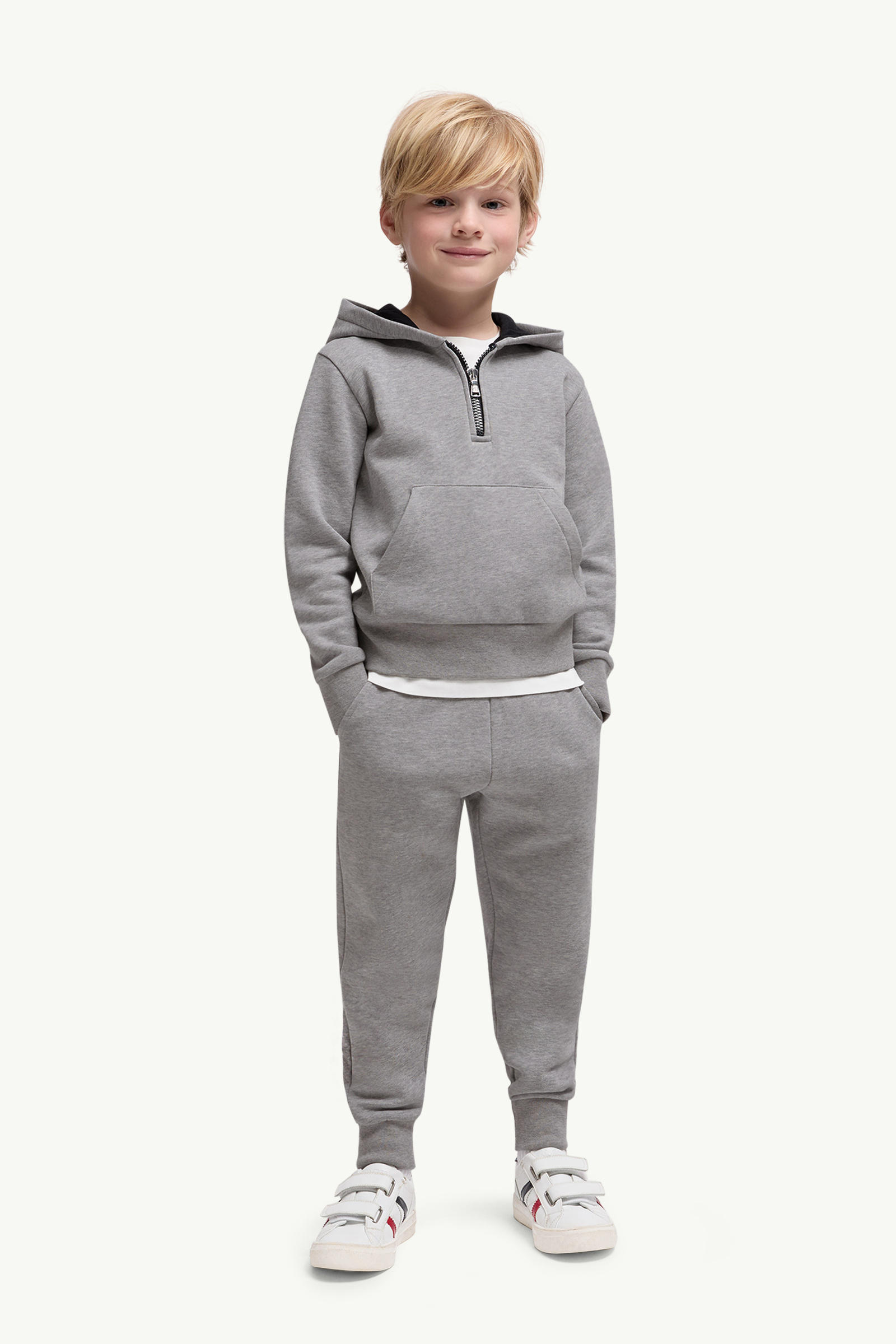 Cotton Tracksuit Set Boy Gray Moncler 1
