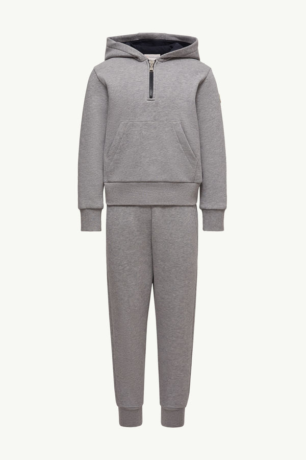 Cotton Tracksuit Set Boy Gray Moncler 0