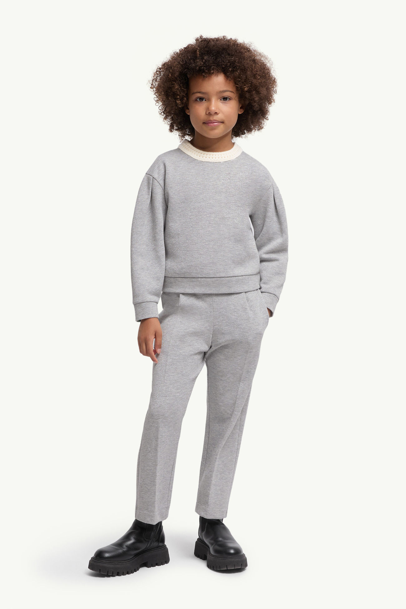 Trainingsanzug aus Metallic-Baumwolle Mädchen Grau Moncler 1