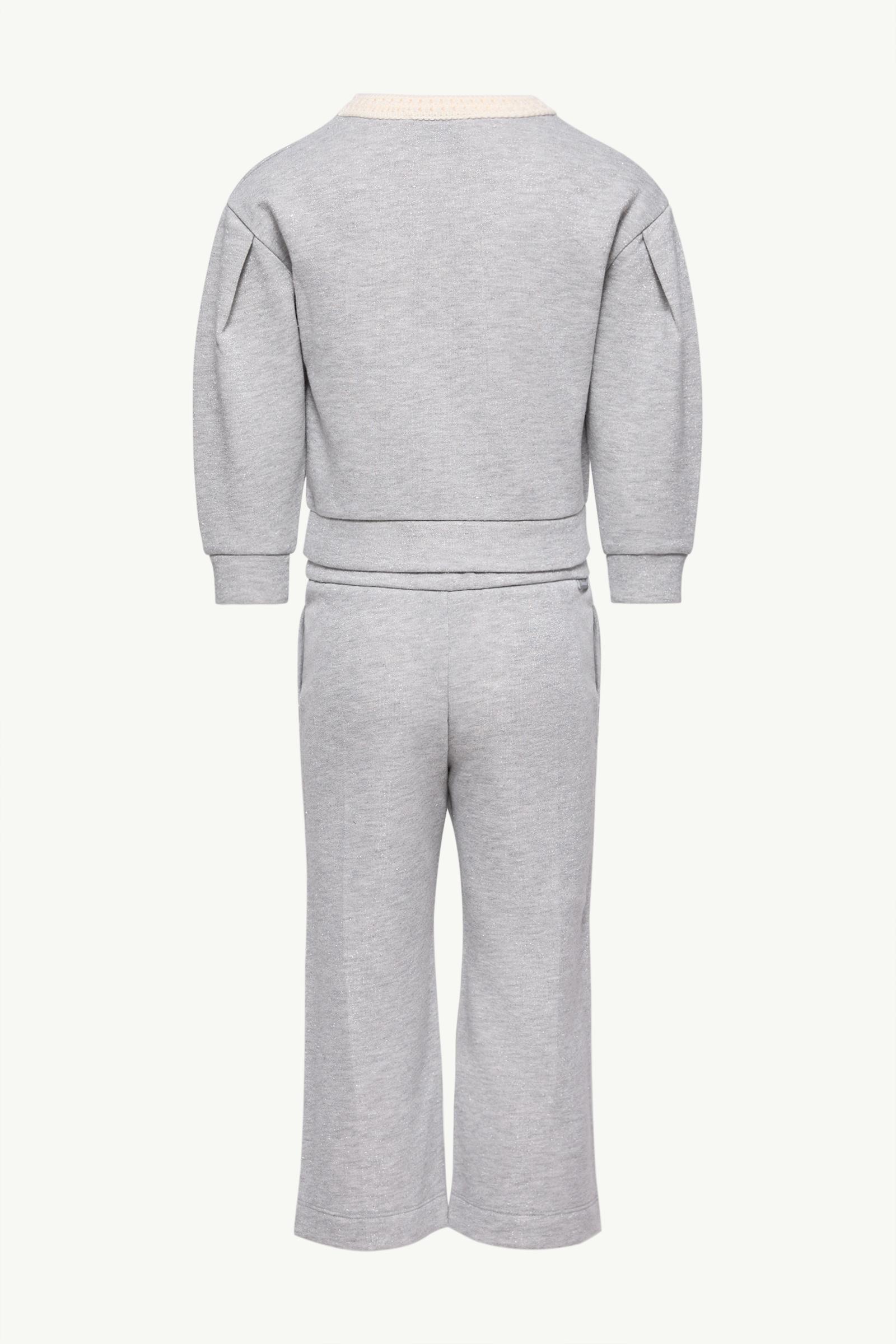 Gray Metallic Cotton Sweatsuit Set - Trousers & Tracksuits for